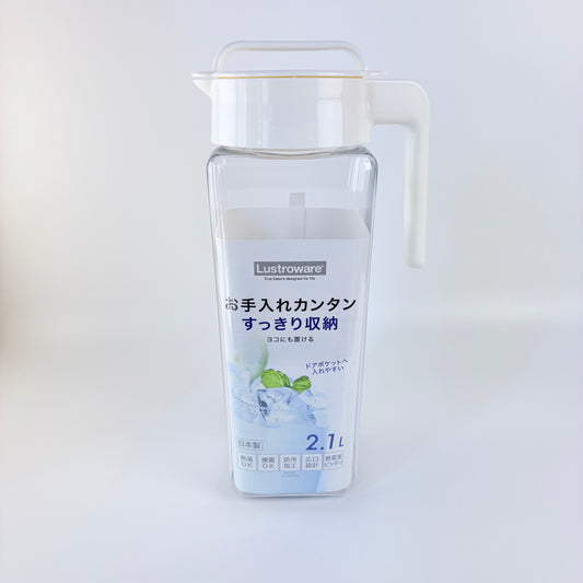 Japonská lahev na studený čaj Lustroware Square 2,1 l, bílá – Made in Japan