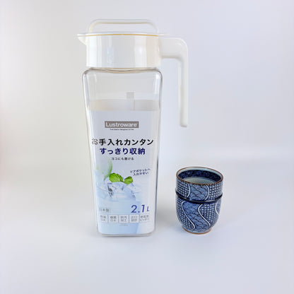 Japonská lahev na studený čaj Lustroware Square 2,1 l, bílá – Made in Japan