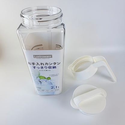 Japonská lahev na studený čaj Lustroware Square 2,1 l, bílá – Made in Japan