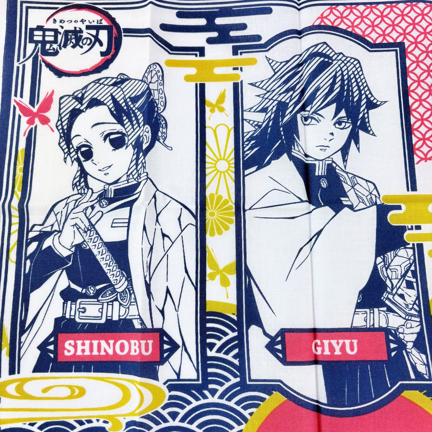 Japonské tenugui Demon Slayer – hrdinové Kimetsu no Yaiba | originál Bandai, Made in Japan