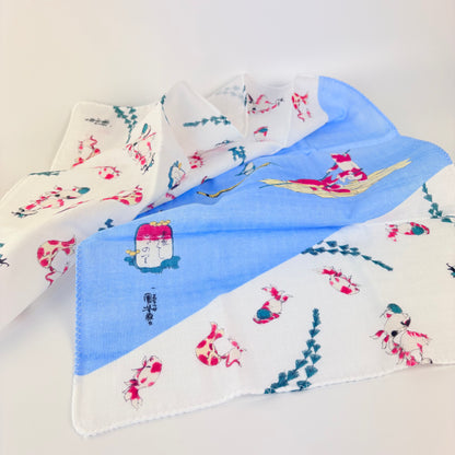 Japonské gauzové tenugui Ukiyo-e – hravé rybky od Utagawy Kuniyoshiho | Made in Japan