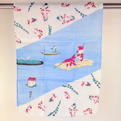 Japonské gauzové tenugui Ukiyo-e – hravé rybky od Utagawy Kuniyoshiho | Made in Japan
