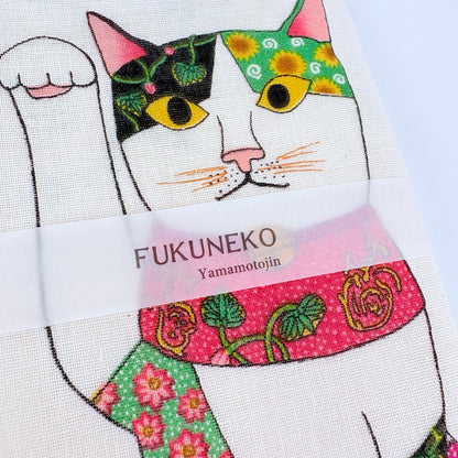 Japonské gauzové tenugui Fukuneko – šťastné kočky Maneki Neko | Made in Japan