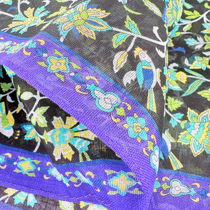 Japonský bavlněný šál Silk Road Květy a ptáci s UV úpravou – Made in Japan