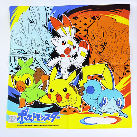 Japonský bavlněný šátek Pokémon Sword & Shield 42 × 42 cm – Made in Japan