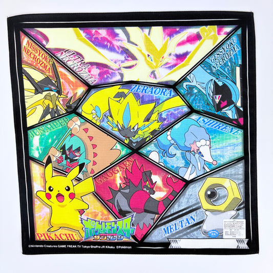 Japonský bavlněný šátek Pokémon Sun & Moon 30 × 30 cm – Made in Japan