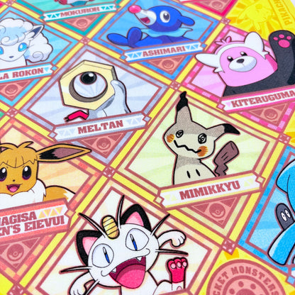 Japonský bavlněný šátek Pokémon Sun & Moon – Pikachu a přátelé 30 × 30 cm – Made in Japan