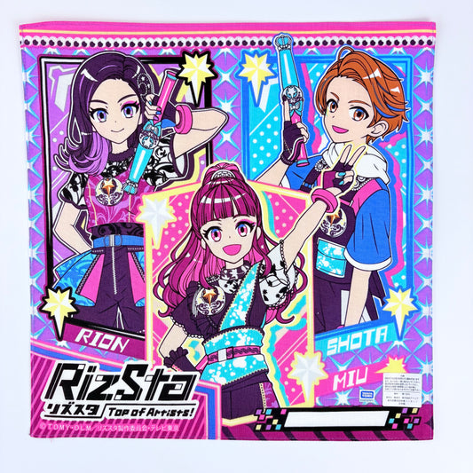 Japonský bavlněný šátek RizSta – Hvězdné trio Rion, Miu a Shota 30 × 30 cm – Made in Japan