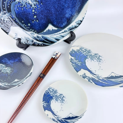 Talířek na sójovou omáčku Velká vlna a Fuji, bílý, 10 cm – Made in Japan