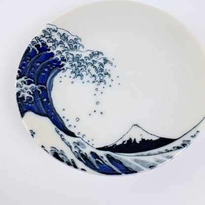 Talířek na sójovou omáčku Velká vlna a Fuji, bílý, 10 cm – Made in Japan