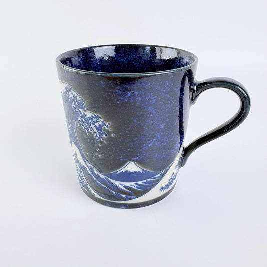 Tasse Große Welle und Fuji, Indigo 300 ml – Made in Japan