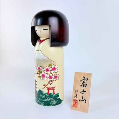 Autorská kokeshi Fujisan – Hora Fuji a sakury | Usaburo | Made in Japan