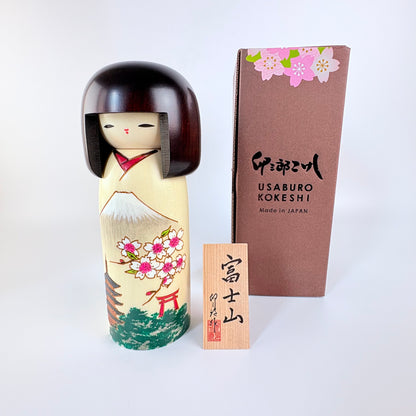 Autorská kokeshi Fujisan – Hora Fuji a sakury | Usaburo | Made in Japan