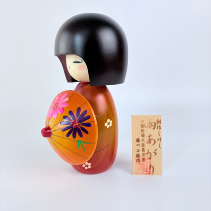 Autorská kokeshi Ameagari – Po dešti | Shoei Fujikawa | Made in Japan