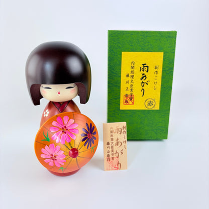 Autorská kokeshi Ameagari – Po dešti | Shoei Fujikawa | Made in Japan
