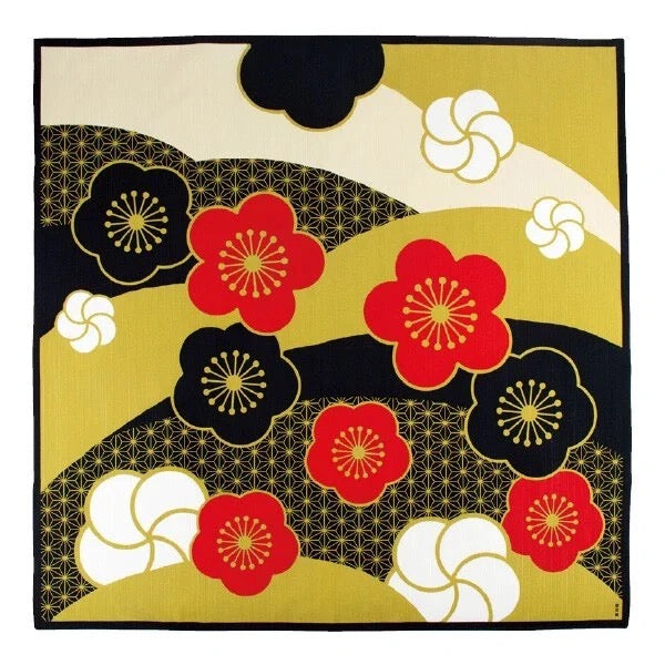 Furoshiki Ume zlaté 90 × 90 cm / bavlna / Made in Japan