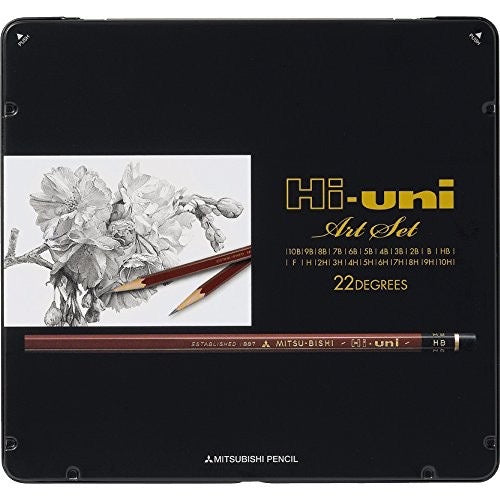 Grafitové tužky Mitsubishi Hi-uni Art Set 22 Degrees - Made in Japan | 22 ks