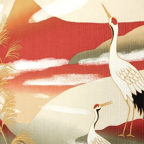 Furoshiki Jeřábi a hora Fuji 50 × 50 cm / bavlna / Made in Japan