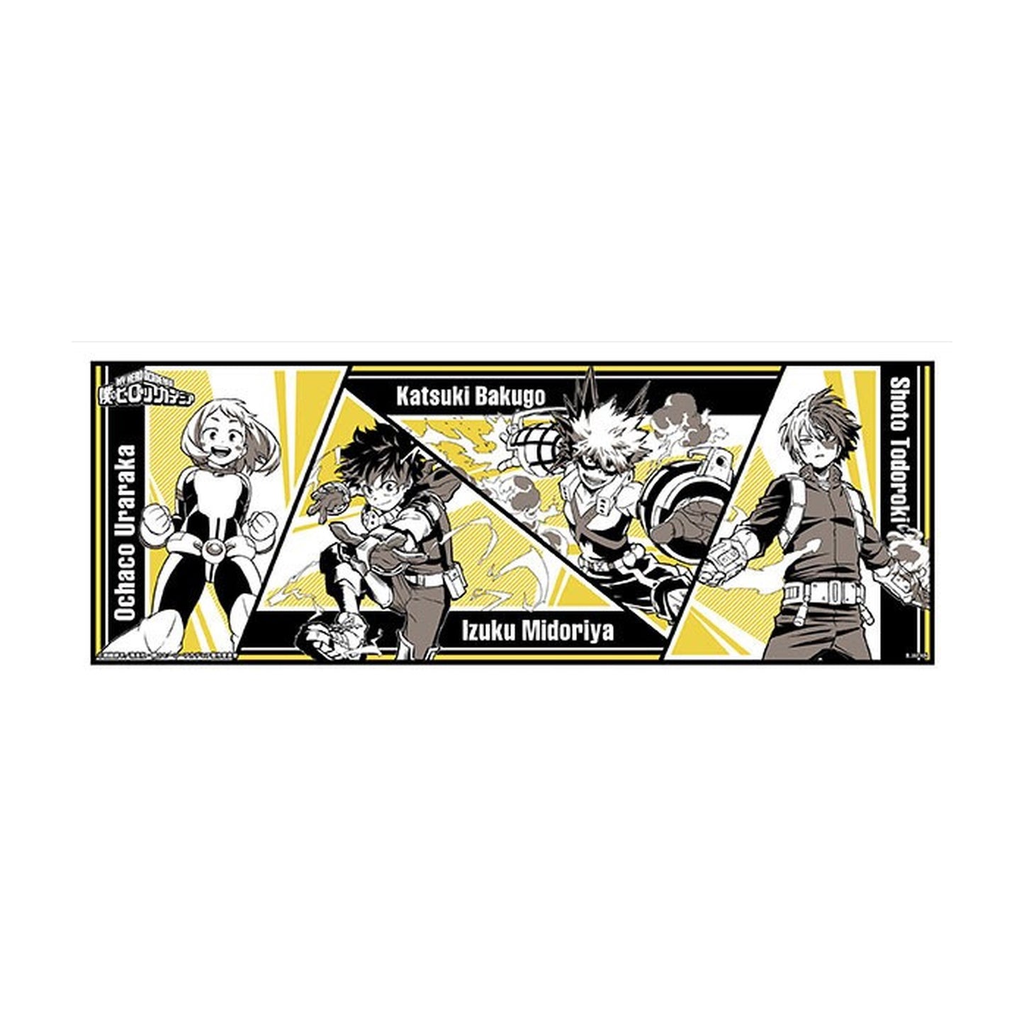 Japonské tenugui My Hero Academia – Izuku, Bakugo, Todoroki a Uraraka | originál Bandai, Made in Japan