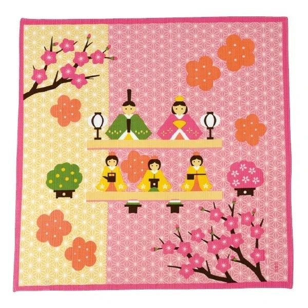 Furoshiki Wooden Carved Dolls 50 × 50 cm | Made in Japan