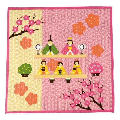 Furoshiki Wooden Carved Dolls 50 × 50 cm | Made in Japan