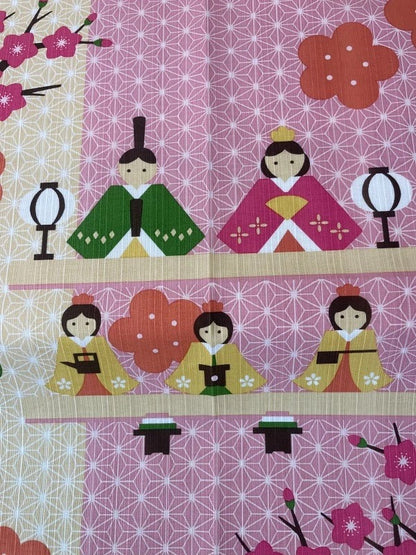 Furoshiki Wooden Carved Dolls 50 × 50 cm | Made in Japan