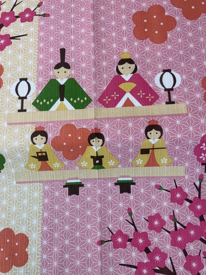 Furoshiki Wooden Carved Dolls 50 × 50 cm | Made in Japan