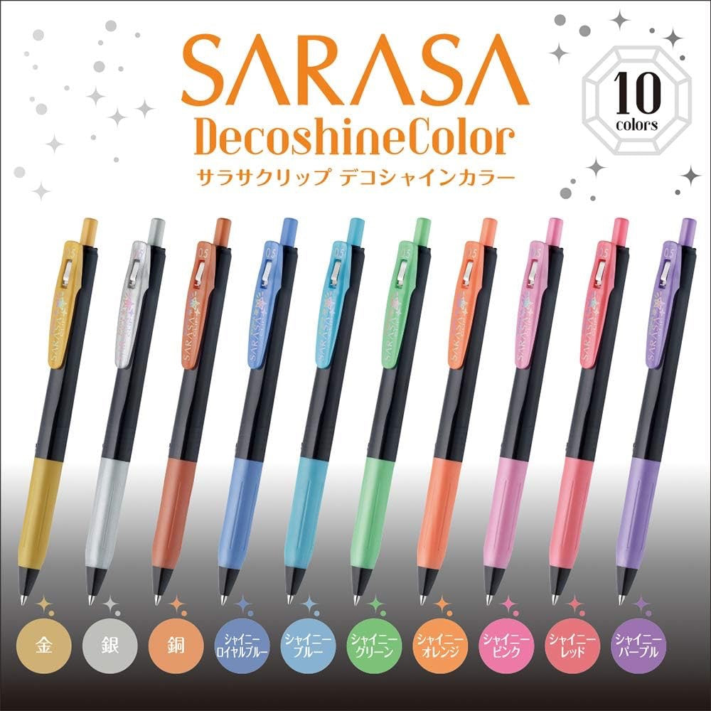 Gelová pera ZEBRA SARASA Clip Decoshine Color 10 ks 0,5 mm | Made in Japan