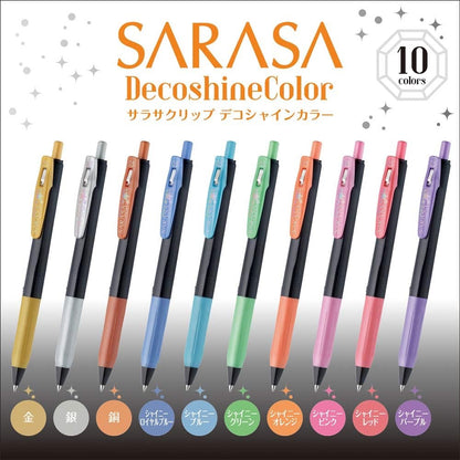 Gelová pera ZEBRA SARASA Clip Decoshine Color 10 ks 0,5 mm | Made in Japan