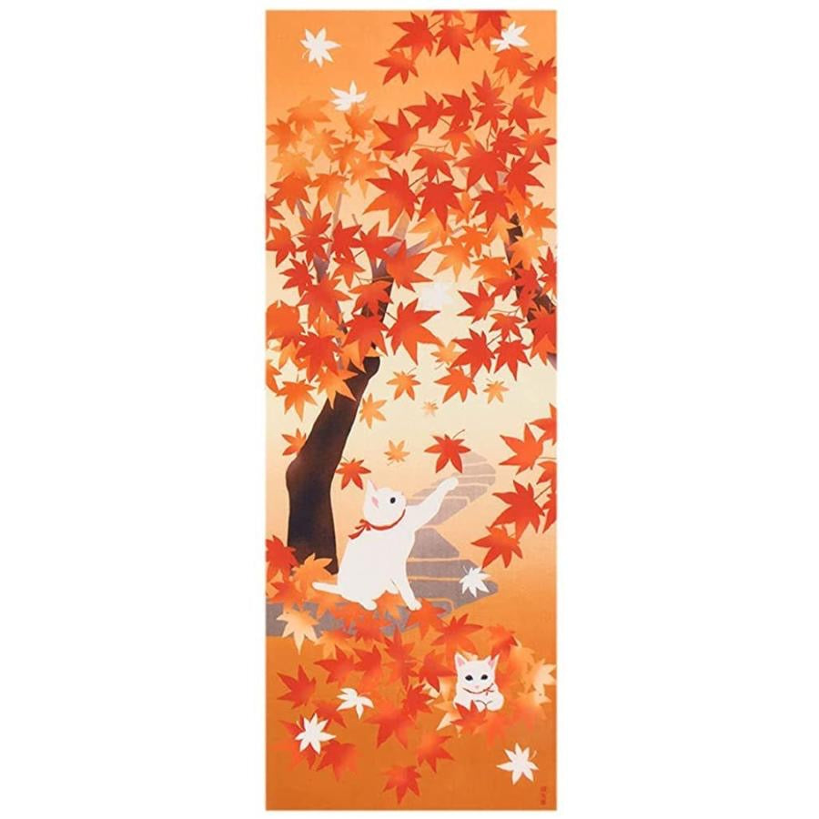Japonské tenugui Momiji Asobi – Kočky v podzimním listí | Made in Japan