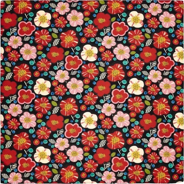 Furoshiki Black Floral 100×100 cm – japonský šátek na balení dárků | Made in Japan
