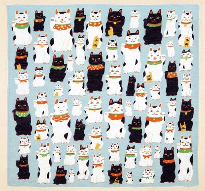 Furoshiki Kočky Maneki Neko 50 × 50 cm / velmi jemná bavlna / Made in Japan