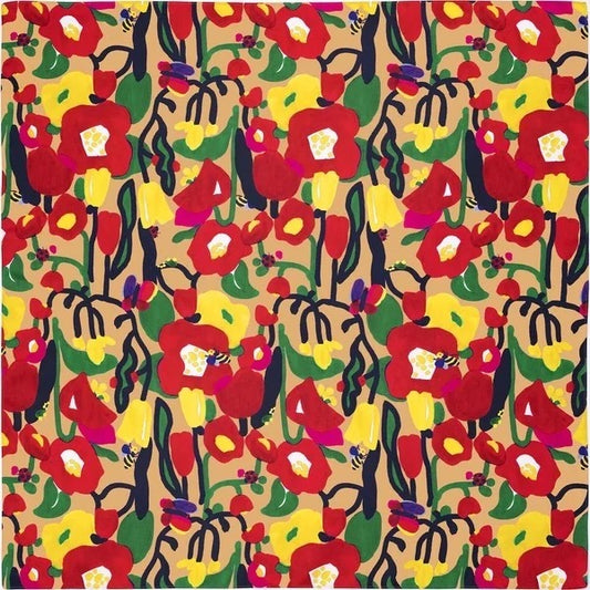 Voděodolné furoshiki Botanica béžové 100 × 100 cm / polyester / Made in Japan – Kyoto