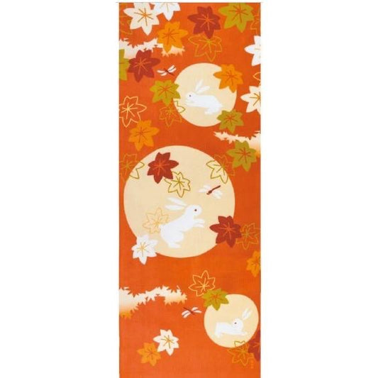 Japonské tenugui Aki Usagi to Momiji Kasane – Podzimní zajíci a javorové listí | Made in Japan