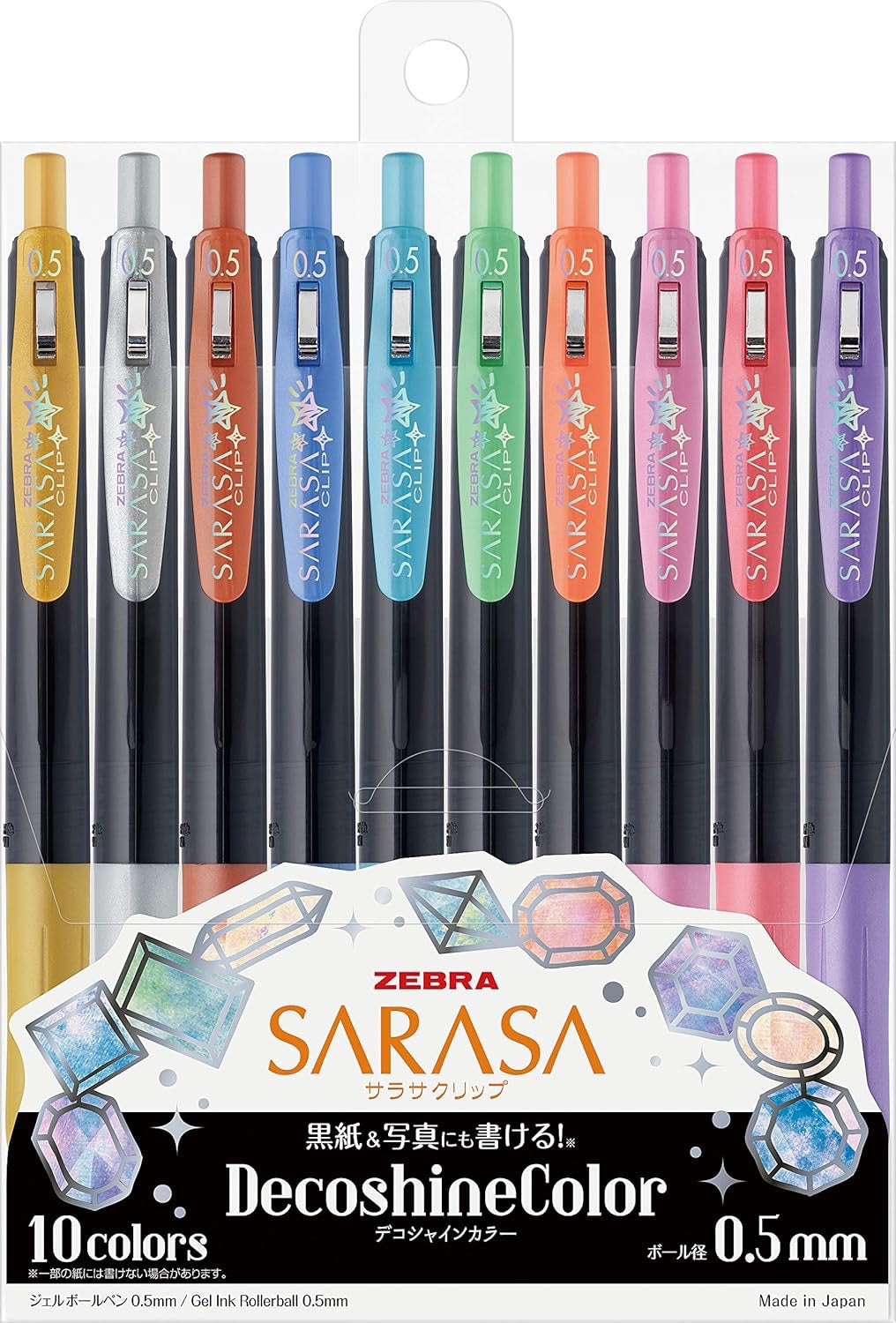 Gelová pera ZEBRA SARASA Clip Decoshine Color 10 ks 0,5 mm | Made in Japan