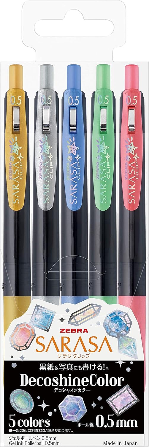 Gelová pera ZEBRA SARASA Clip Decoshine Color 5 ks 0,5 mm | Made in Japan