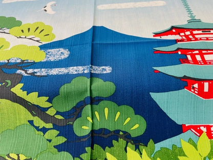 Furoshiki Hora Fuji a pagoda 50 × 50 cm / bavlna / Made in Japan