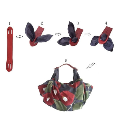 Kožené madlo na furoshiki tašku – camel - 23 cm | Made in Japan