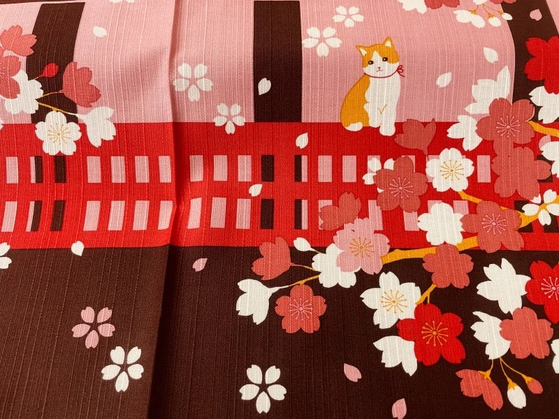 Furoshiki Hanami Cat 50×50 cm – japonský šátek na balení dárků | Made in Japan