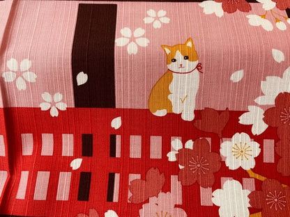 Furoshiki Hanami Cat 50×50 cm – japonský šátek na balení dárků | Made in Japan